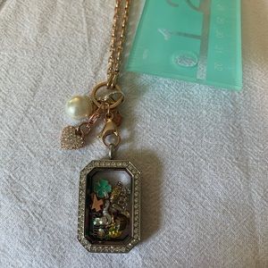 Origami owl rose gold rectangle long heritage